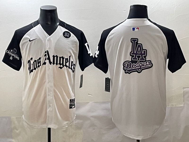Men 2025 Los Angeles Dodgers Blank White black Five generations Joint Name Nike MLB Jersey style 52626->los angeles dodgers->MLB Jersey